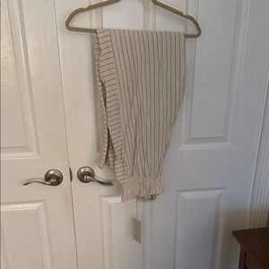 Joie NWT Size Large Cotton/Rayon Cream Pants with Black Stripes